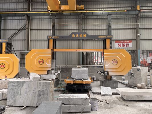 Máy CNC Mono Wire Saw Machine 4-Axis Linkage 2500x3000x1500mm cho Marble Granite Arc Slab Column Roman Pillar Stone Cutting Processing