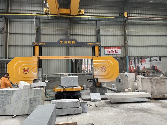Máy CNC Mono Wire Saw Machine 4-Axis Linkage 2500x3000x1500mm cho Marble Granite Arc Slab Column Roman Pillar Stone Cutting Processing