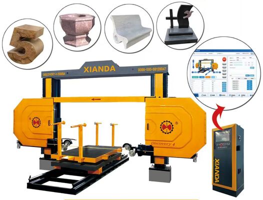 Máy cưa dây kim cương CNC 4 trục với bàn xoay servo 360°, 16 rãnh trượt và nâng bánh xe lăn 28 cho đá cẩm thạch, đá granite