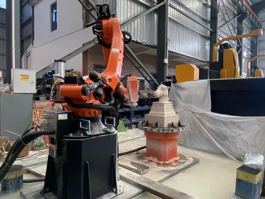 Máy cắt đá CNC Robot 6 trục với điều khiển nội suy và trục chính BT40 cho điêu khắc quy mô lớn lên đến 3100mm