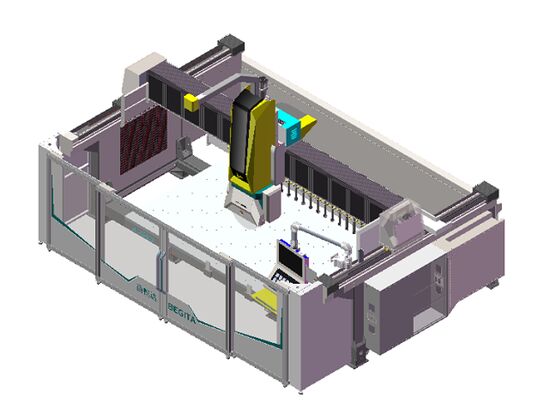 5 trục CNC Router với 20 kW BT40 Spindle True 5-Axis Simultaneous Control và Hybrid Table Design cho cắt đá chính xác