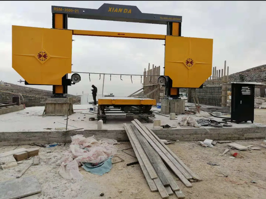 Máy cưa dây kim cương điều khiển PLC cho đá Granite Marble với kích thước xử lý tối đa 3500x3500x1800mm và động cơ chính 15KW