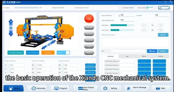 Discovery-4 4-Axis CNC Diamond Wire Saw Machine với động cơ từ vĩnh cửu 15KW cho cắt đá 2000 * 2300 * 1500mm